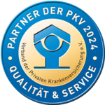 Logo Partner der PKV für das Jahr 2024: Qualität und Service vom Verband der Privaten Krankenversicherung e.V.